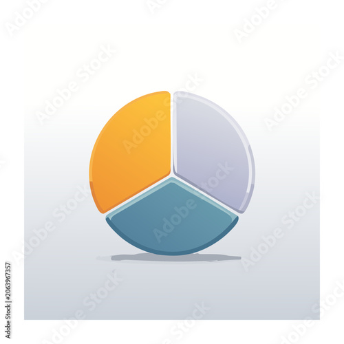 Flat design pie chart with three segments