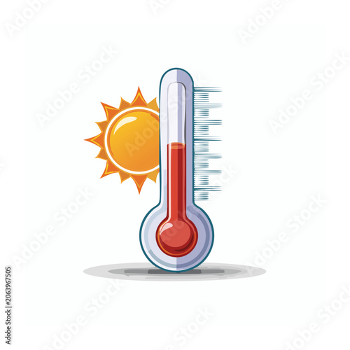 Thermometer and Sun Illustration for Hot Weather