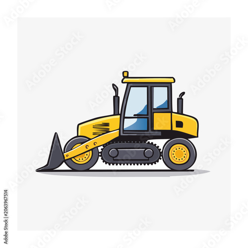 Yellow cartoon road roller construction vehicle
