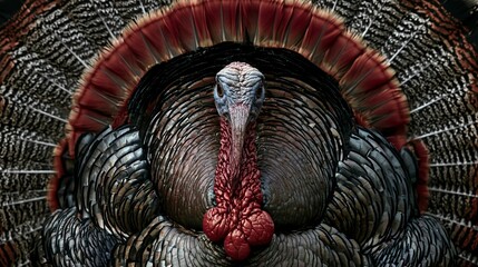 Turkey's fine photo shows bird with fanned-out feathers.