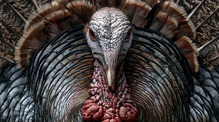 Turkey's fine photo shows bird with fanned-out feathers.