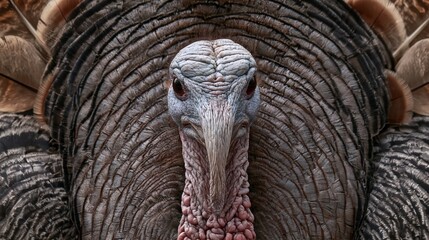 Turkey's fine photo shows bird with fanned-out feathers.