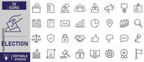 Foto A set of 32 election line icons