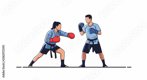 Two martial artists in fighting stance