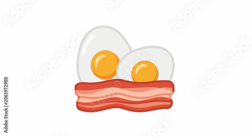 A cartoon image of two eggs on top of bacon