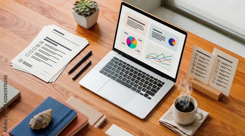 Obraz premium Glass UI interface with circular charts and analytical data visuals interface analytics visualization dashboard statistics business technology information abstract software connection
