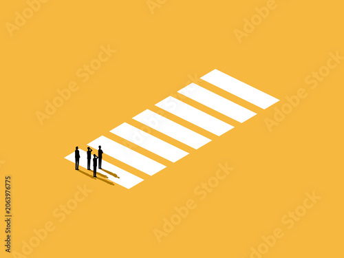 business team is walking on a safe path