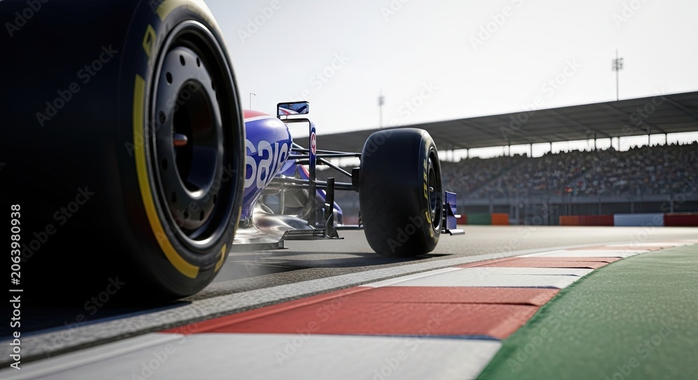 Naklejka premium Racing car on the track speeding.