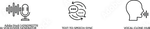 Photography AI voiceover generator text to speech sync and vocal clone hub icons Keywords: A