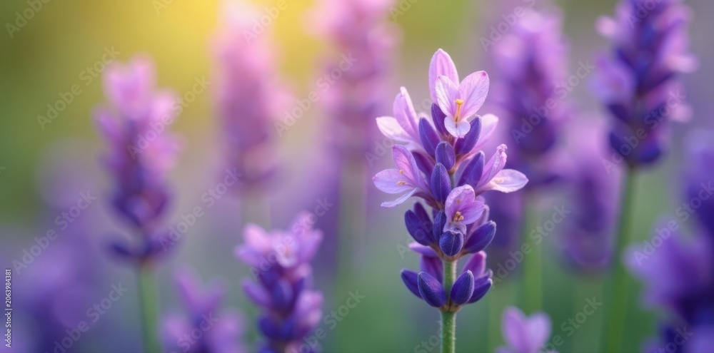 Fototapeta premium Close-up of delicate lavender blossoms, summer garden , detail, petals, lavender