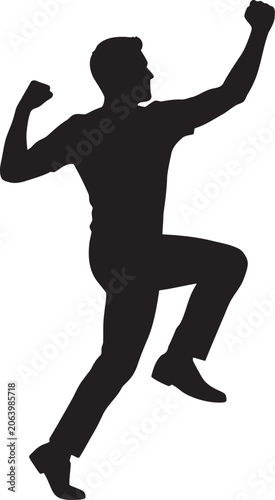 Photos Black silhouette of a man running with arms raised in a dynamic pose