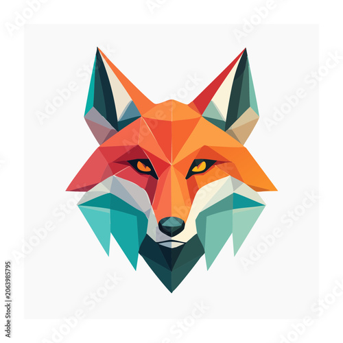 Flat design fox with butterfly and flower