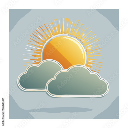 Flat design sun and clouds illustration