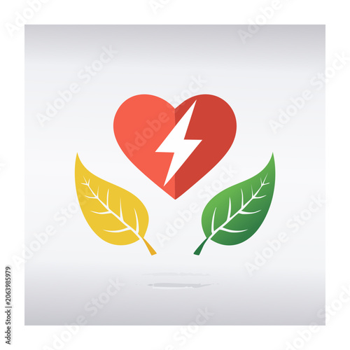 Heart with Lightning and Leaves Icon