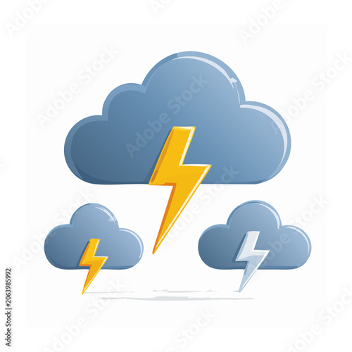 Lightning and Cloud Weather Icon Set