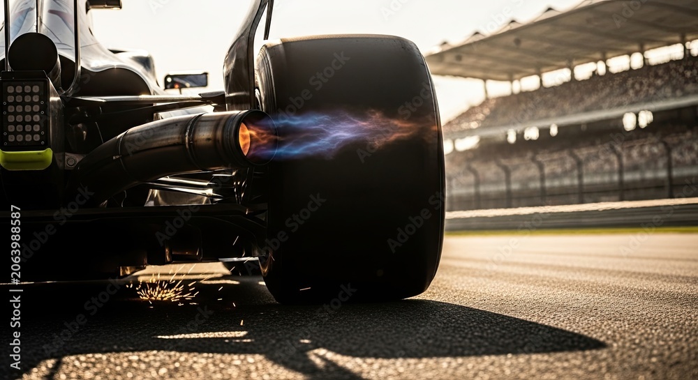 Naklejka premium Racing car speeding on track circuit.