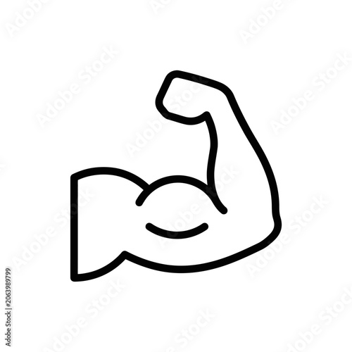 Φωτογραφία A simple black line icon of a flexed human bicep muscle