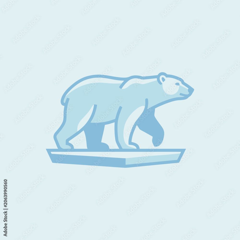 Fototapeta premium A minimalist illustration of a polar bear on an ice floe