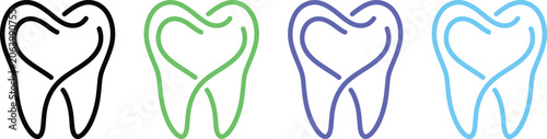 Cuadro en lienzo Dental Tooth Care Heart Symbol Aesthetic Clinic Monoline Abstract Branding Vecto