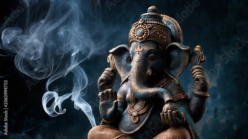 Ganesha statue on dark background