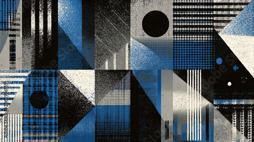 Abstract Blue and Black Geometric Pattern