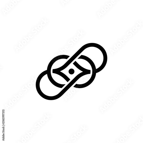 Abstract symbol representing connection and unity in a minimalist design.