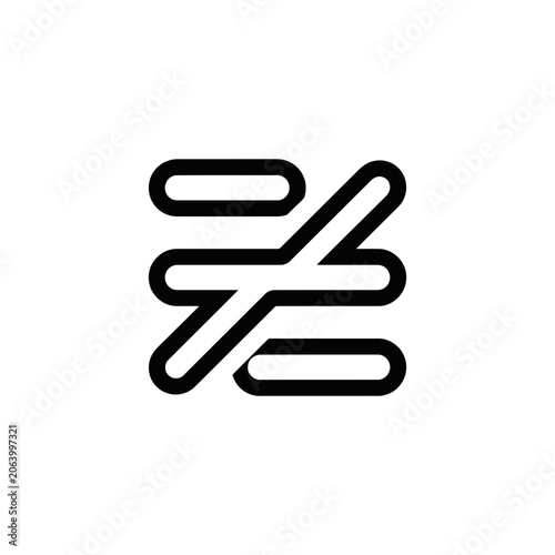 Abstract symbol representing inequality or difference.