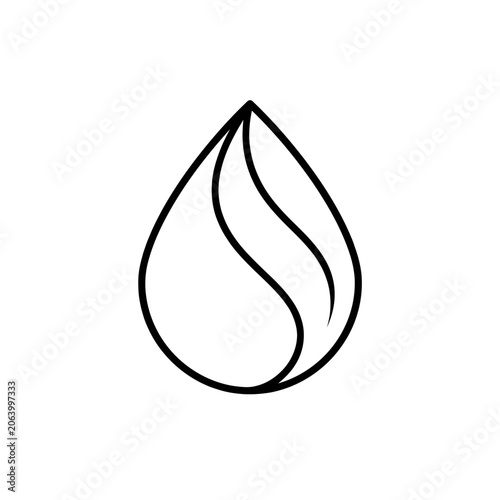Abstract water drop shape with flowing lines inside.