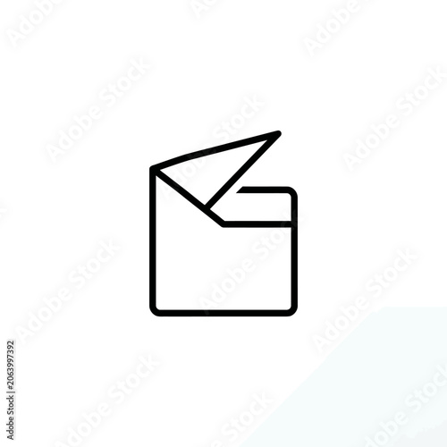 Minimalist line art icon of an open envelope with a letter inside.