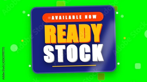 Animated Ready Stock Sign Available Now Green Screen Background.