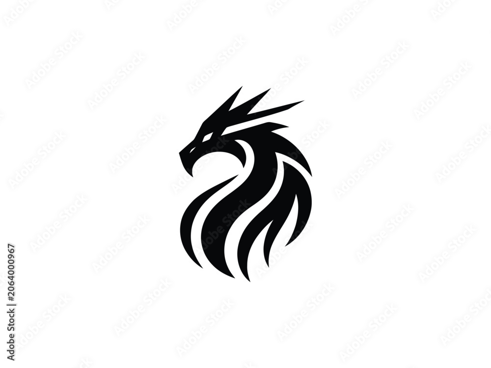 Fototapeta premium Fierce Dragon Head Emblem for Gaming and Fantasy Brands
