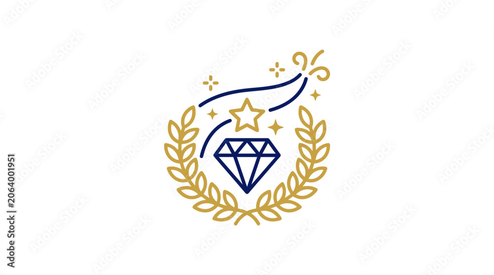 Obraz premium Diamond award emblem with golden laurel wreath frame.