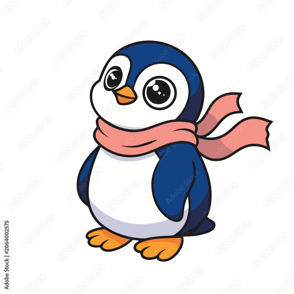 Obraz premium Cute Baby Penguin Vector Illustration