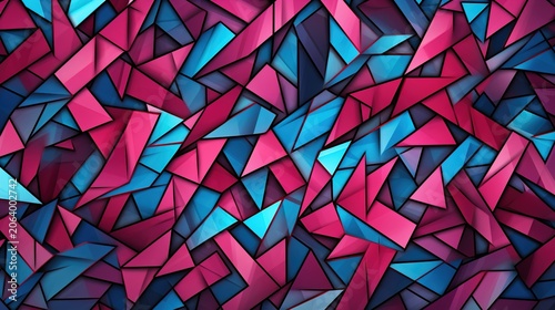 Abstract hand-drawn geometric vector pattern with bold pink and blue strokes