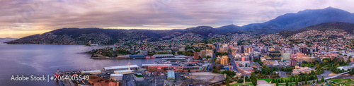 D Tas Hobart port to mount rise close pan