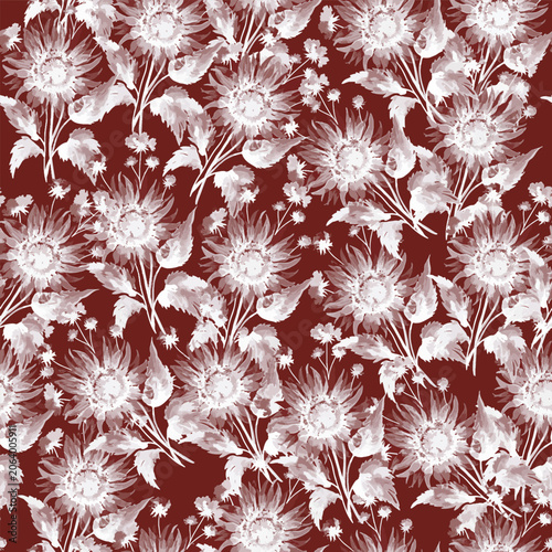 Watercolor floral seamless pattern design with vibrant flowers