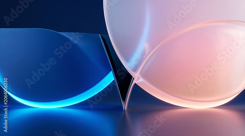 Abstract glossy transparent 3d shapes with light refraction.