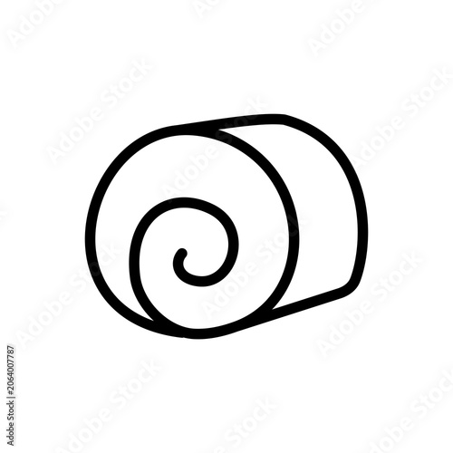 Roll cake slice line icon. Minimal cake slice illustration with clean outline style. Great for dessert menus, labels, icons, and baking projects.