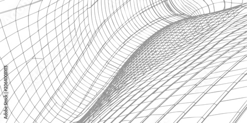Metal wire mesh fence pattern with grid texture and architectural 3D design illustration