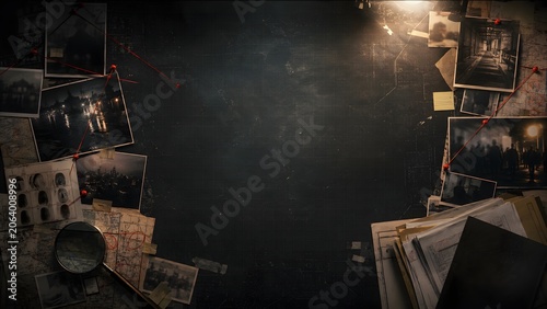 Cinematic True Crime Documentary Template Background with Investigation Board and Evidence Analysis Design