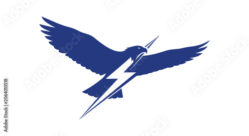 Blue Eagle with Lightning Bolt Emblem on White Background