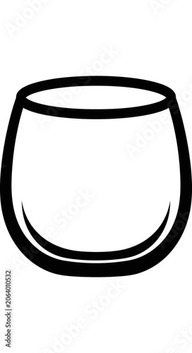 Minimalist Stemless Wine Glass Outline Icon
