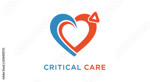 Heartbeat icon with delta symbol, critical care logo, medical symbol, healthcare concept