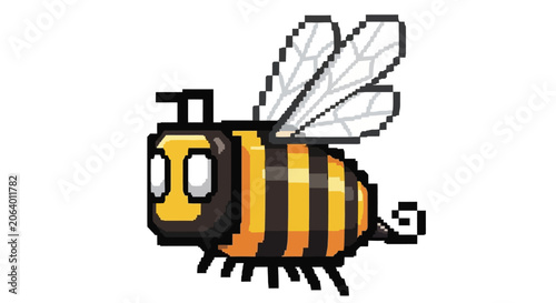 Pixel Art Bee, Cute Insect, Retro Style, 8-bit Bee Illustration