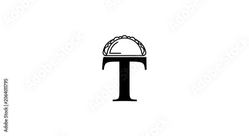 Letter T with Taco Icon Logo Design