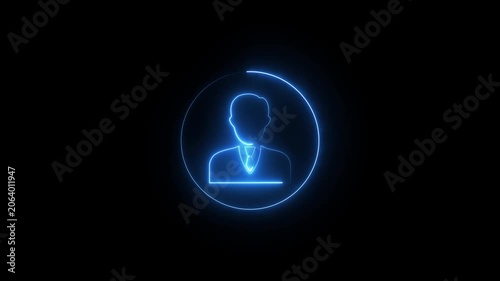 Futuristic Neon Green Avatar Outline Icon For Digital Account Vector Illustration.