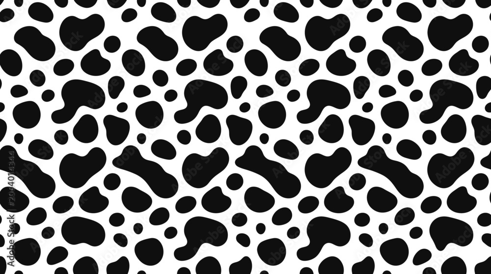 Obraz premium Cow Print Pattern - Black and White Animal Spot Texture