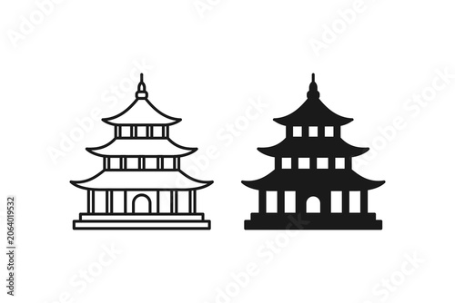 фотографія Traditional Chinese pagoda temple icon set