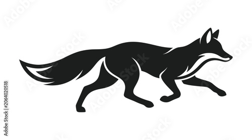 Obraz na plátně Sleek running fox silhouette in side profile
