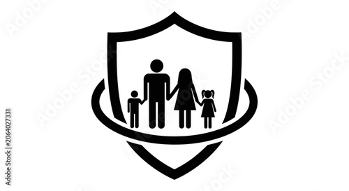 Family Protection Shield Icon: Security, Safety, and Care for Parents and Children